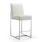 Manhattan Comfort Element 24" Faux Leather Counter Stool in Pearl White and Polished Chrome CS003-PW - alternate 1